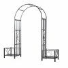 Outsunny 83 in.L x 20 in.W x 81 in.H Decorative Metal Backyard Garden Arch w/ 2-Side Planter Boxes & Decorative Vine/Rose Archway