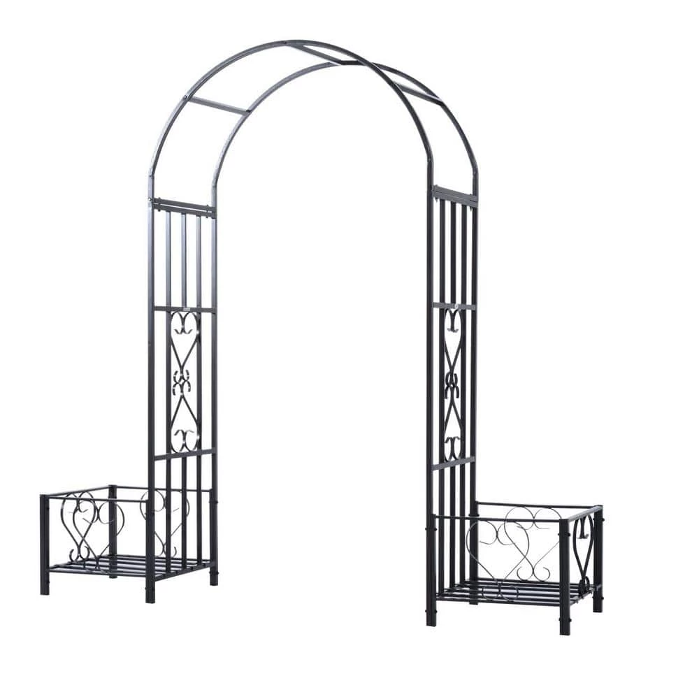 Outsunny 83 in.L x 20 in.W x 81 in.H Decorative Metal Backyard Garden Arch w/ 2-Side Planter Boxes & Decorative Vine/Rose Archway 1 Outsunny 83 in.L x 20 in.W x 81 in.H Decorative Metal Backyard Garden Arch w/ 2-Side Planter Boxes & Decorative Vine/Rose Archway