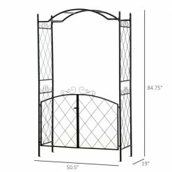 Outsunny Black 85 in. x 19 in. Metal Garden Arbor with Gate for Climbing Vines -Online Orchards store black outsunny arbors 844 287 4f 1000