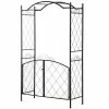 Outsunny Black 85 in. x 19 in. Metal Garden Arbor with Gate for Climbing Vines
