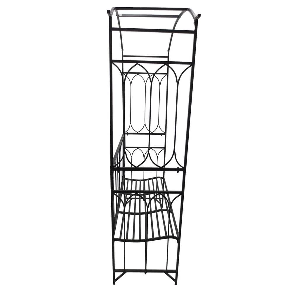 Outsunny 80 in. H x 19.75 in. W Steel Arched Garden Arbor with Sitting Bench Seat, Black 4 Outsunny 80 in. H x 19.75 in. W Steel Arched Garden Arbor with Sitting Bench Seat, Black - Image 4