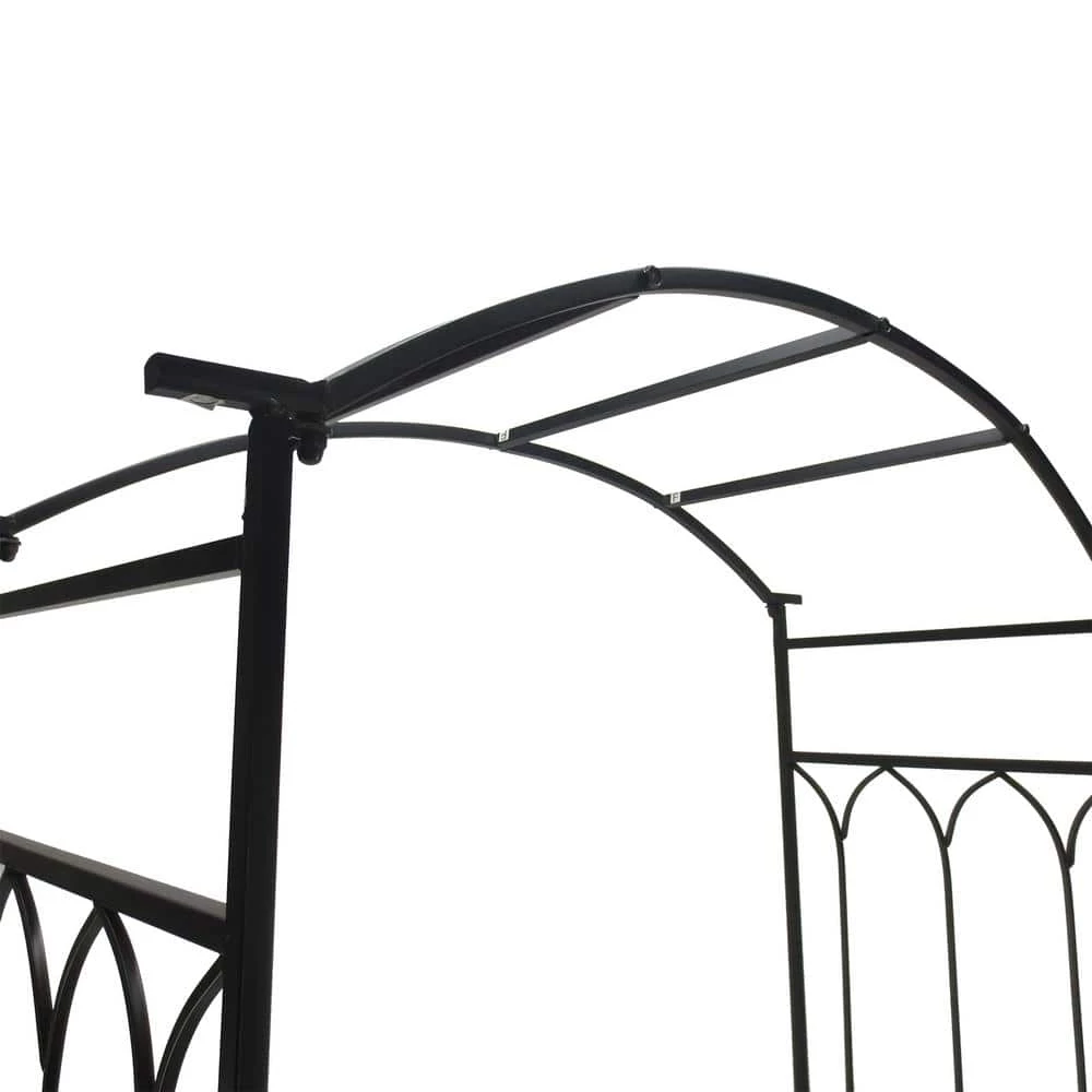 Outsunny 80 in. H x 19.75 in. W Steel Arched Garden Arbor with Sitting Bench Seat, Black 5 Outsunny 80 in. H x 19.75 in. W Steel Arched Garden Arbor with Sitting Bench Seat, Black - Image 5