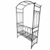 Outsunny 80 in. H x 19.75 in. W Steel Arched Garden Arbor with Sitting Bench Seat, Black