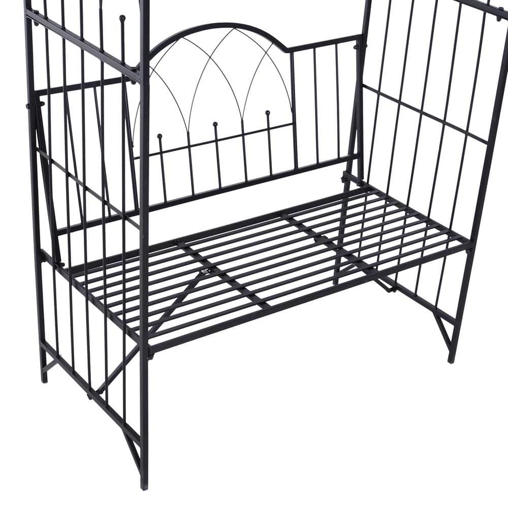 Outsunny 80 in. H x 23.25 in. W Steel Arched Arbor with Bench Seat, Black 5 Outsunny 80 in. H x 23.25 in. W Steel Arched Arbor with Bench Seat, Black - Image 5
