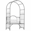 Outsunny 80 in. H x 23.25 in. W Steel Arched Arbor with Bench Seat, Black