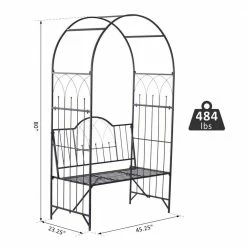 Outsunny 80 in. H x 23.25 in. W Steel Arched Arbor with Bench Seat, Black 11 Outsunny 80 in. H x 23.25 in. W Steel Arched Arbor with Bench Seat, Black -Online Orchards store black outsunny arbors 84b 247 fa 1000