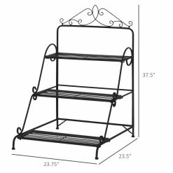 Outsunny Indoor/Outdoor Black Metal Plant Stand (3-Tiered) -Online Orchards store black outsunny plant stands 845 570bk 4f 1000