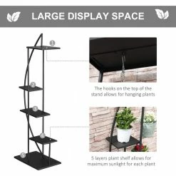 Outsunny Black 5 Tier Iron Plant Stand Half Moon Shape (2-Pack) 10 Outsunny Black 5 Tier Iron Plant Stand Half Moon Shape (2-Pack) -Online Orchards store black outsunny plant stands 845 745bk 1f 1000