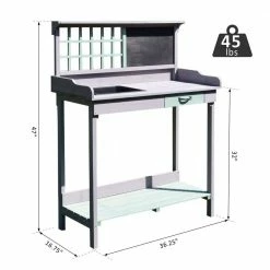 Outsunny 36.25 in. x 16.75 in. x 47 in. Black Wooden Potting Utility Bench with Storage and Sink -Online Orchards store black outsunny potting benches and tables b41 006 fa 1000