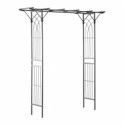 Outsunny 82 in. Decorate Metal Garden Trellis Arch for Backyard Celebrations with Beautiful Square Design and Rose Arch Black