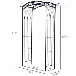 Outsunny 84 in. Southern/European Style Garden Arbor and Trellis with Beautiful Scrollwork & Arch Design Support Vines and Plants -Online Orchards store blacks outsunny garden trellises 844 253 1f 1000