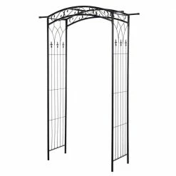 Outsunny 84 in. Southern/European Style Garden Arbor and Trellis with Beautiful Scrollwork & Arch Design Support Vines and Plants