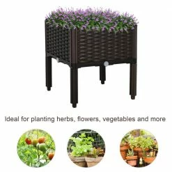 Outsunny Brown Plastic Raised Garden Bed with Self-Watering Design and Drainage Holes -Online Orchards store brown outsunny plant pots 845 290 1f 1000