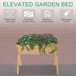 Outsunny 35.75 in. L x 26.5 in. W x 11.5 in. H Brown Wood Raised Garden Planter Bed with Solid Wood Construction and Bag 11 Outsunny 35.75 in. L x 26.5 in. W x 11.5 in. H Brown Wood Raised Garden Planter Bed with Solid Wood Construction and Bag -Online Orchards store brown outsunny raised planter boxes 845 288 44 1000