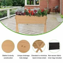 Outsunny 35.75 in. L x 26.5 in. W x 11.5 in. H Brown Wood Raised Garden Planter Bed with Solid Wood Construction and Bag 9 Outsunny 35.75 in. L x 26.5 in. W x 11.5 in. H Brown Wood Raised Garden Planter Bed with Solid Wood Construction and Bag -Online Orchards store brown outsunny raised planter boxes 845 288 4f 1000