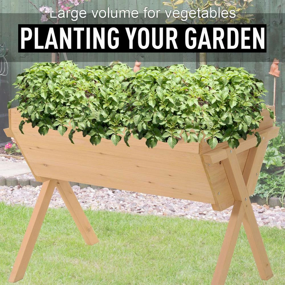 Outsunny 35.75 in. L x 26.5 in. W x 11.5 in. H Brown Wood Raised Garden Planter Bed with Solid Wood Construction and Bag 7 Outsunny 35.75 in. L x 26.5 in. W x 11.5 in. H Brown Wood Raised Garden Planter Bed with Solid Wood Construction and Bag - Image 7