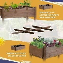 Outsunny Brown Wooden Raised Garden Bed with 8 Grow Grids 8 Outsunny Brown Wooden Raised Garden Bed with 8 Grow Grids -Online Orchards store brown outsunny raised planter boxes 845 396v01 1f 1000
