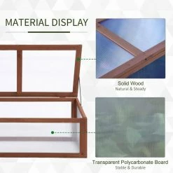 Outsunny 39 in. x 26 in. x 16 in. Brown Wooden Framed Greenhouse Grow House Outdoor Raised Planter Box Protection, PC Board -Online Orchards store brown outsunny raised planter boxes 845 471 1f 1000