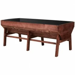 Outsunny 70 in. Brown Wooden Raised Garden Bed, High Weight Capacity Planter Box