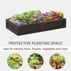 Outsunny 48 in. x 24 in. x 8 in. Brown Plastic Raised Garden Bed Kit, Raised Planter Box -Online Orchards store brown outsunny raised planter boxes 845 549bn 1f 1000