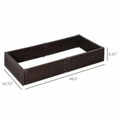 Outsunny 48 in. x 24 in. x 8 in. Brown Plastic Raised Garden Bed Kit, Raised Planter Box -Online Orchards store brown outsunny raised planter boxes 845 549bn 4f 1000