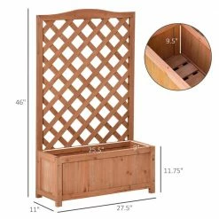 Outsunny 28 in. x 11 in. x 46 in. Brown Wood Raised Garden Bed with Trellis 7 Outsunny 28 in. x 11 in. x 46 in. Brown Wood Raised Garden Bed with Trellis -Online Orchards store brown outsunny raised planter boxes 845 635 4f 1000