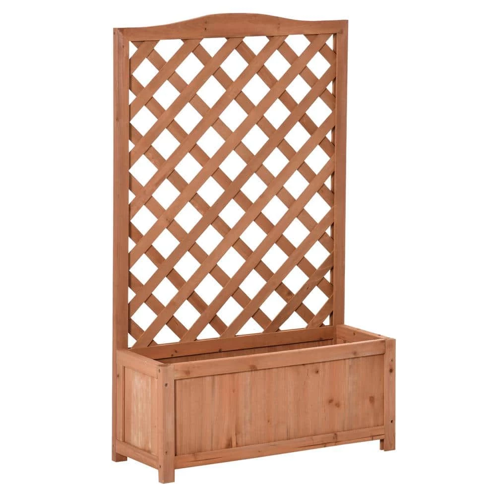 Outsunny 28 in. x 11 in. x 46 in. Brown Wood Raised Garden Bed with Trellis 1 Outsunny 28 in. x 11 in. x 46 in. Brown Wood Raised Garden Bed with Trellis