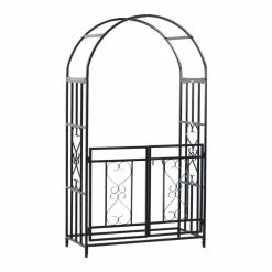 Outsunny 45 in. x 20 in. x 81 in. Steel Metal Decorative Backyard Arch Arbor with Double Swinging Gate and Modern Vine Arch