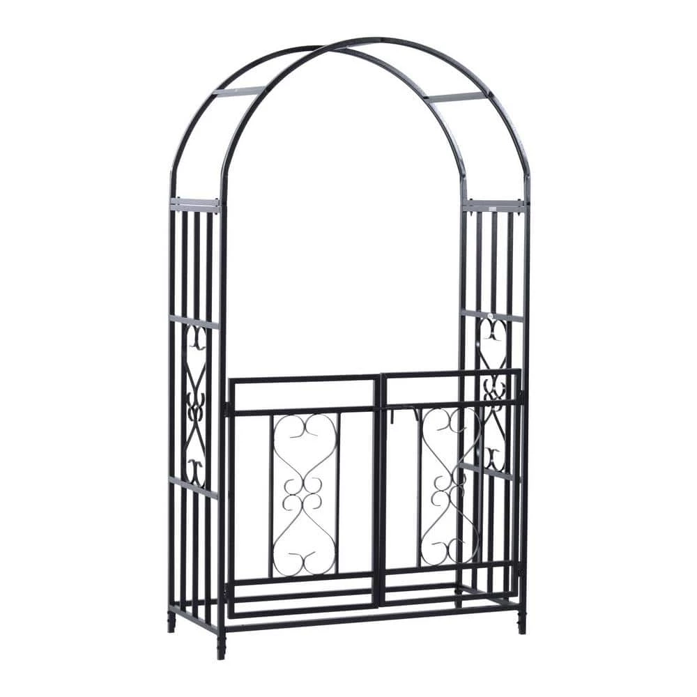Outsunny 45 in. x 20 in. x 81 in. Steel Metal Decorative Backyard Arch Arbor with Double Swinging Gate and Modern Vine Arch 1 Outsunny 45 in. x 20 in. x 81 in. Steel Metal Decorative Backyard Arch Arbor with Double Swinging Gate and Modern Vine Arch