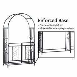 Outsunny 45 in. x 20 in. x 81 in. Steel Metal Decorative Backyard Arch Arbor with Double Swinging Gate and Modern Vine Arch 9 Outsunny 45 in. x 20 in. x 81 in. Steel Metal Decorative Backyard Arch Arbor with Double Swinging Gate and Modern Vine Arch -Online Orchards store dark grey outsunny arbors 844 087 c3 1000
