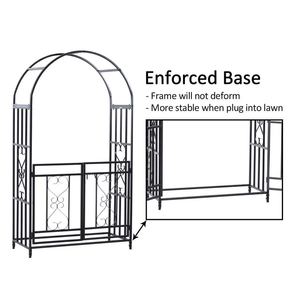 Outsunny 45 in. x 20 in. x 81 in. Steel Metal Decorative Backyard Arch Arbor with Double Swinging Gate and Modern Vine Arch 3 Outsunny 45 in. x 20 in. x 81 in. Steel Metal Decorative Backyard Arch Arbor with Double Swinging Gate and Modern Vine Arch - Image 3
