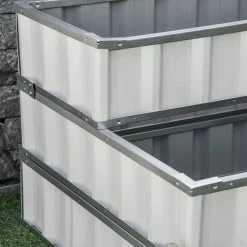 Outsunny 47 in. x 47 in. x 25 in. White Steel Garden Bed 3-Tier Raised A Pairs of Glove for Backyard -Online Orchards store dark grey outsunny raised planter boxes 845 640cw 44 1000