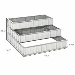 Outsunny 47 in. x 47 in. x 25 in. White Steel Garden Bed 3-Tier Raised A Pairs of Glove for Backyard -Online Orchards store dark grey outsunny raised planter boxes 845 640cw 4f 1000