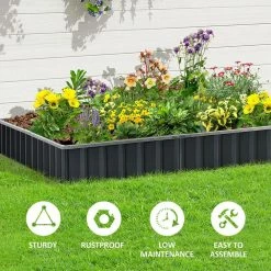 Outsunny Dark Grey Metal Raised Garden Bed, DIY Large Steel Planter Box -Online Orchards store dark grey outsunny raised planter boxes 845 644cg fa 1000