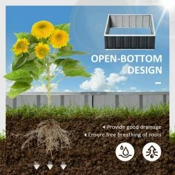 Outsunny Dark Grey Metal Raised Garden Bed, Steel Planter Box -Online Orchards store dark grey outsunny raised planter boxes 845 662cg 1f 1000