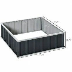 Outsunny Dark Grey Metal Raised Garden Bed, Steel Planter Box -Online Orchards store dark grey outsunny raised planter boxes 845 662cg 4f 1000