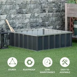 Outsunny Dark Grey Metal Raised Garden Bed, Steel Planter Box -Online Orchards store dark grey outsunny raised planter boxes 845 662cg fa 1000