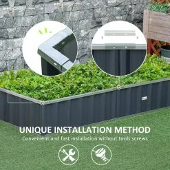 Outsunny 69 in. x 36 in.Dark Grey Metal Raised Garden Bed, DIY Large Steel Planter Box 10 Outsunny 69 in. x 36 in.Dark Grey Metal Raised Garden Bed, DIY Large Steel Planter Box -Online Orchards store dark grey outsunny raised planter boxes 845 674cg 1f 1000