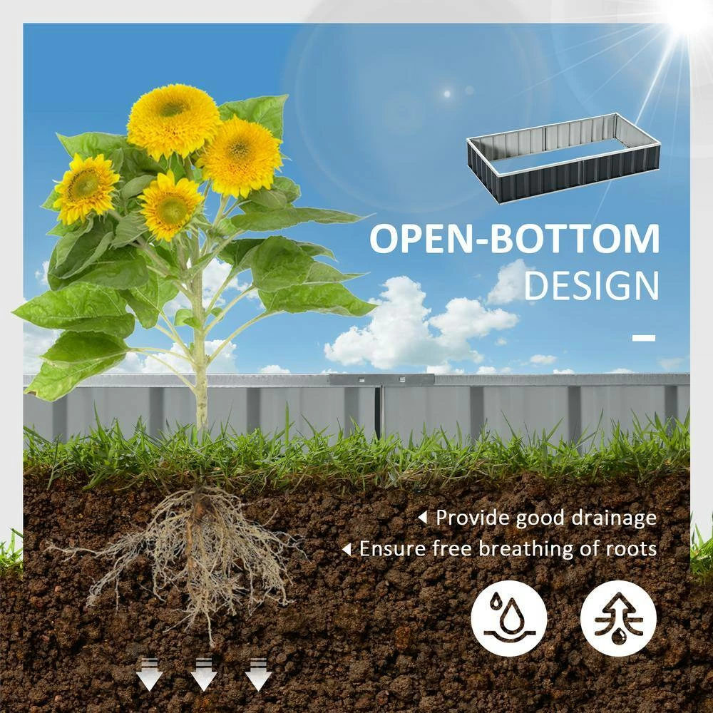 Outsunny 69 in. x 36 in.Dark Grey Metal Raised Garden Bed, DIY Large Steel Planter Box 3 Outsunny 69 in. x 36 in.Dark Grey Metal Raised Garden Bed, DIY Large Steel Planter Box - Image 3