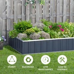 Outsunny 69 in. x 36 in.Dark Grey Metal Raised Garden Bed, DIY Large Steel Planter Box 12 Outsunny 69 in. x 36 in.Dark Grey Metal Raised Garden Bed, DIY Large Steel Planter Box -Online Orchards store dark grey outsunny raised planter boxes 845 674cg fa 1000