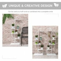 Outsunny 60.75 in White Metal Indoor Plant Stand Half Moon Shape Ladder Flower Pot Holder Shelf with 5-Tiers 13 Outsunny 60.75 in White Metal Indoor Plant Stand Half Moon Shape Ladder Flower Pot Holder Shelf with 5-Tiers -Online Orchards store eggshell white outsunny plant stands 845 745wt 1f 1000
