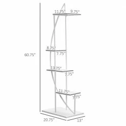 Outsunny 60.75 in White Metal Indoor Plant Stand Half Moon Shape Ladder Flower Pot Holder Shelf with 5-Tiers 12 Outsunny 60.75 in White Metal Indoor Plant Stand Half Moon Shape Ladder Flower Pot Holder Shelf with 5-Tiers -Online Orchards store eggshell white outsunny plant stands 845 745wt 4f 1000