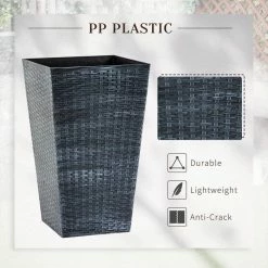 Outsunny Gray Plastic Flower Pot Set for Front Door, Entryway, Patio and Deck -Online Orchards store gray outsunny plant pots 845 719gg 1f 1000