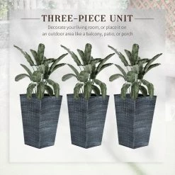 Outsunny Gray Plastic Flower Pot Set for Front Door, Entryway, Patio and Deck -Online Orchards store gray outsunny plant pots 845 719gg 44 1000