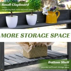 Outsunny 17.75 in. W x 55 in. H Grey Wooden Shed Garden Potting Bench Work Table -Online Orchards store gray outsunny potting benches and tables 845 449gy 1f 1000