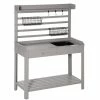Outsunny 18 in. W x 56 in. H Gray Potting Bench Table, Garden Work Bench, Workstation