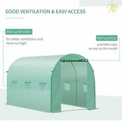 Outsunny 118 in. x 78.75 in. x 78.75 in. Green Replacement Greenhouse Cover Tarp with 12 Windows and Zipper Door -Online Orchards store green outsunny greenhouse supplies 845 382v03gn 4f 1000