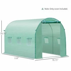 Outsunny 118 in. x 78.75 in. x 78.75 in. Green Replacement Greenhouse Cover Tarp with 12 Windows and Zipper Door -Online Orchards store green outsunny greenhouse supplies 845 382v03gn fa 1000
