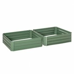 Outsunny 39 in. W x 39 in. D x 12 in. H Green Steel Raised Garden Bed