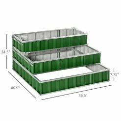 Outsunny 47 in. W x 47 in. D x 25 in. H Green Steel Garden Bed 3-Tier Raised A Pairs of Glove for Backyard -Online Orchards store green outsunny raised planter boxes 845 640gn 4f 1000